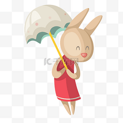 手绘卡通小白兔图片_手绘卡通打伞的小兔子
