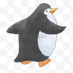 手绘水彩胖胖的企鹅png