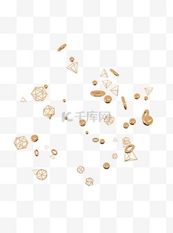 金色3d几何图片_电商几何球体金色多边形c4d立体漂