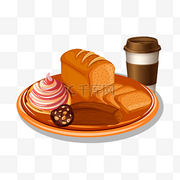 早餐糕点图片_矢量手绘卡通面包