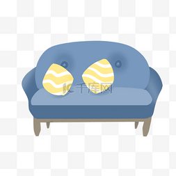 蓝色沙发沙发图片_蓝色的沙发家具插画