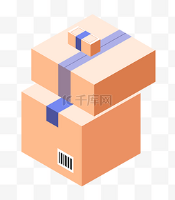 快递盒盒图片_手绘2.5D快递盒插画