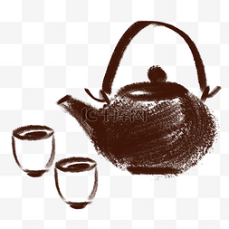茶壶宁静致远图片_手绘水墨茶壶茶壶