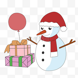 圣诞礼盒雪人插画