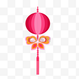 中国风中国结矢量图片_矢量手绘卡通粉色灯笼