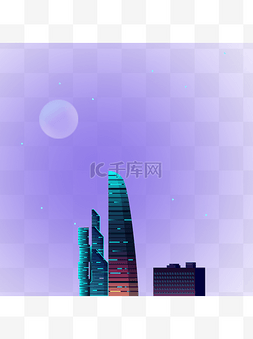 商务夜景图片_简约商务风星光大厦夜景可商用元