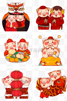 猪年可爱小猪图片_卡通手绘六幅猪年可爱小猪创意主