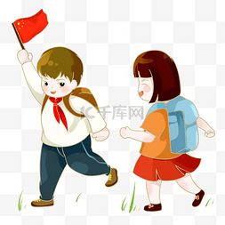 奔跑的学生图片_开学季学生上学途中玩耍PNG素材