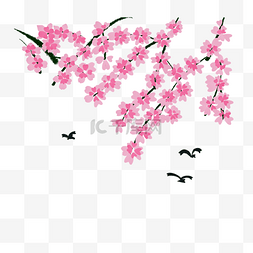 樱花树下的燕子插图