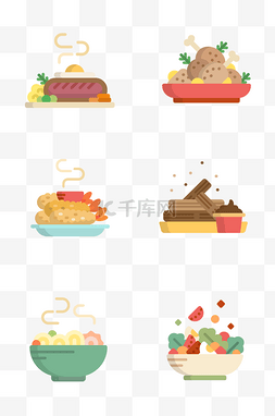 沙拉轻食logo图片_各种美味的食物插画