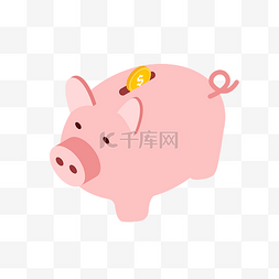动物牛储蓄罐图片_粉色的2.5D储蓄罐插画