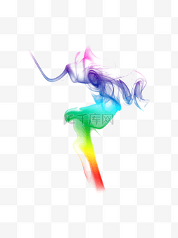 彩色渐变人跳舞飞翔烟雾缥缈素材