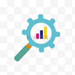 学习用具图标图片_卡通简约齿轮放大镜分析矢量图