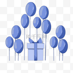 蓝色的气球礼物插画