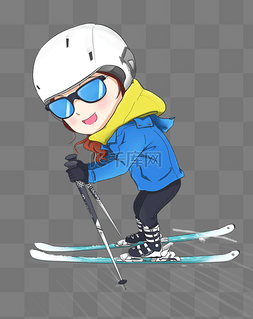 滑雪板插画图片_冬天在雪地里快乐地滑雪插画