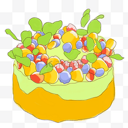 黄树莓图片_插画手绘水果蛋糕