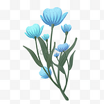 手绘蓝色小清新花朵