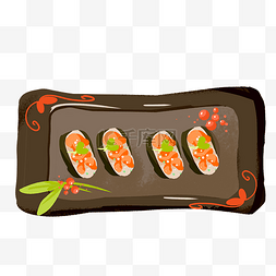 美味小吃寿司手绘插画