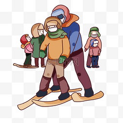 卡通冬天装饰图片_卡通冬天滑雪