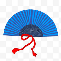 卡通中国风蓝色扇子