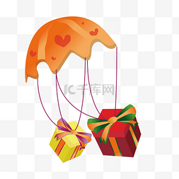 红色气球礼盒图片_情人节气球礼物插画