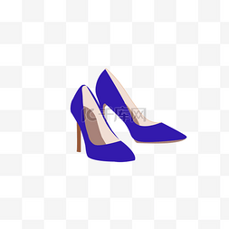 时尚单品手绘图片_蓝色高跟鞋女鞋时尚元素