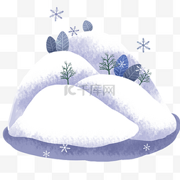 小雪花图片_蓝色系手绘小雪山雪地背景图