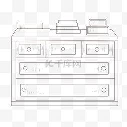 线描柜子图片_线描柜子和图书插画