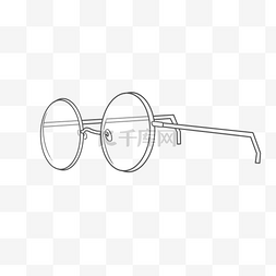 科技感眼镜框图片_速写风眼镜黑白线条PNG