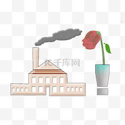 玫瑰凋谢图片_白色工厂污染