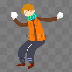保暖衣物图片_扔雪球的男孩免抠PNG素材