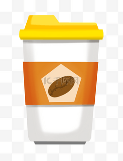 漂亮咖啡杯图片_黄色的咖啡杯插画