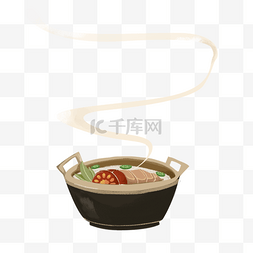 煲汤锅手绘图片_手绘美食卡通设计素材