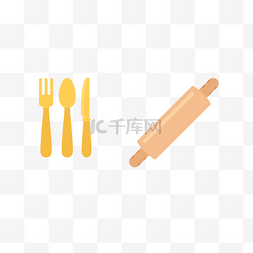 手绘餐具刀叉图片_餐具厨具刀叉免扣图标