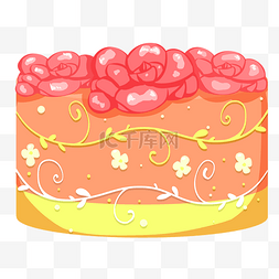 情人节红色的蛋糕插画