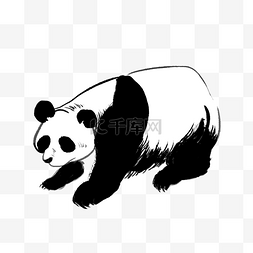 水墨熊猫图片_手绘站着的熊猫