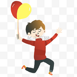 新年手绘气球图片_元旦新年拿气球的快乐男孩