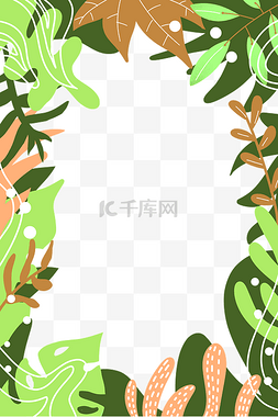 绿色手绘树叶边框图片_春季绿色扁平手绘植物边框免扣