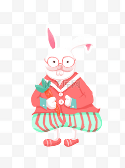 戴着眼镜的小兔子装饰元素