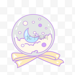 水晶球卡通图片_浅色蓝色系月亮水晶球png