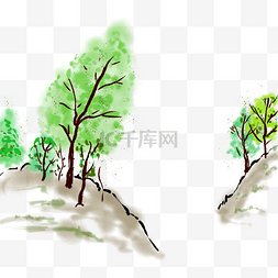 绿色山水山水图片_小清新树木