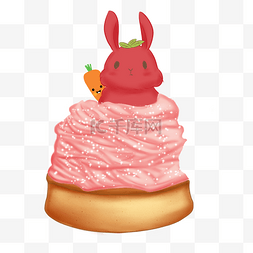 美食小甜点手绘图片_可爱兔子偷吃手绘蛋糕甜点