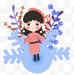 手绘冬至雪花插画