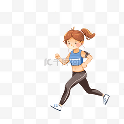 跑步健身的女孩图片_卡通跑步的女孩下载