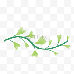 垂掉的枝条图片_绿色扁平通用心形枝条装饰图案