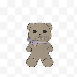 灰色卡通手绘小熊玩具熊