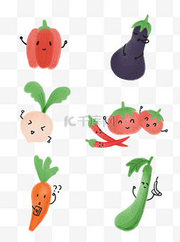 青椒素鸡图片_手绘可爱简约蔬菜装饰图案素材元