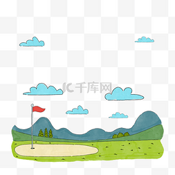 手绘旗帜图片_手绘高尔夫空地矢量素材