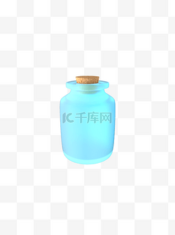 蓝色玻璃透明瓶子漂流瓶木塞装饰