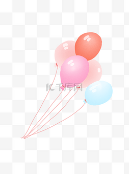 气球漂浮卡通图片_卡通一束彩色气球设计可商用元素